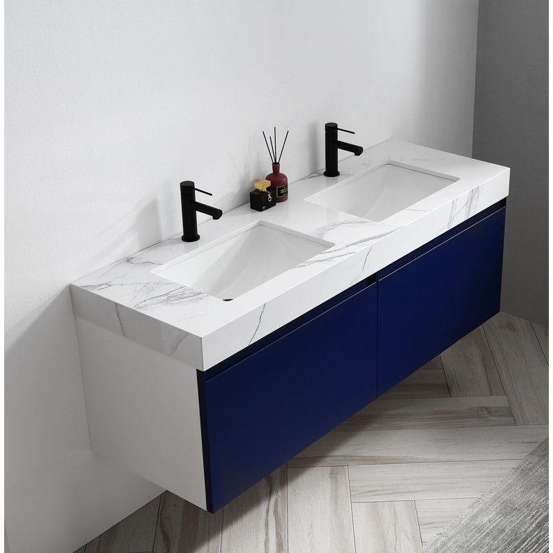 Wrought Studio Zayden 60" WallMounted Double Bathroom Vanity Set